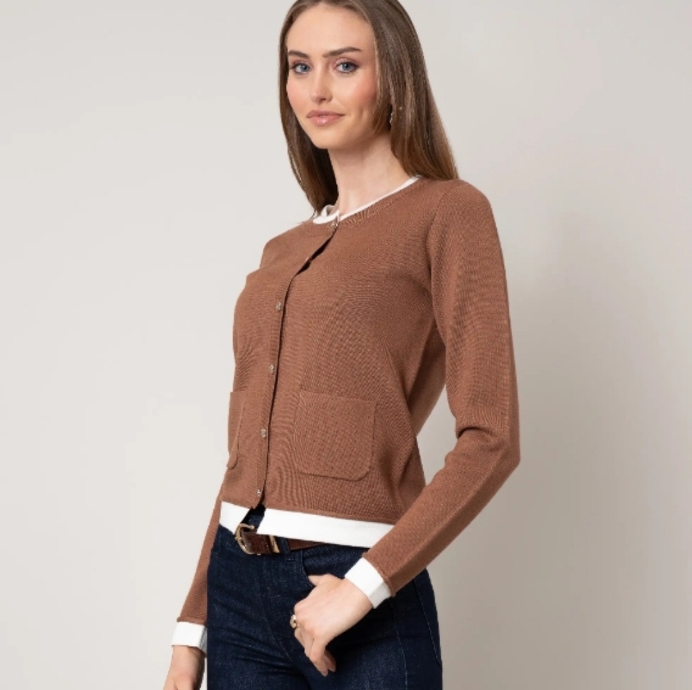 Cyrus Button‎ Front Contrast Cardigan - Picture 6 of 10